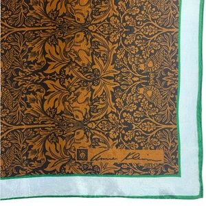 Vintage Anne Klein Silk Scarf Rabbit Animal Print Hand Rolled Lion Head Signed